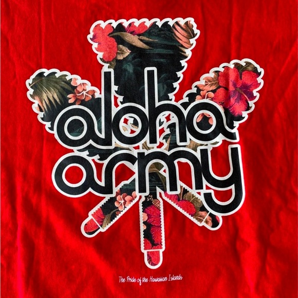 Men’s Red Aloha Army Short Sleeve T-Shirt size M - Picture 2 of 5